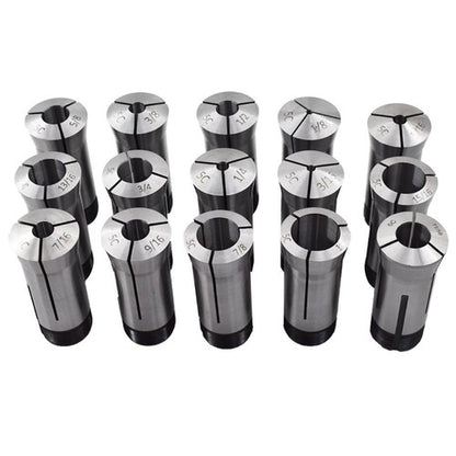 Solid Spare 15 Piece Set 1/8"-1" Capacity TIR 0.0005" High Precision 5C Round Collet
