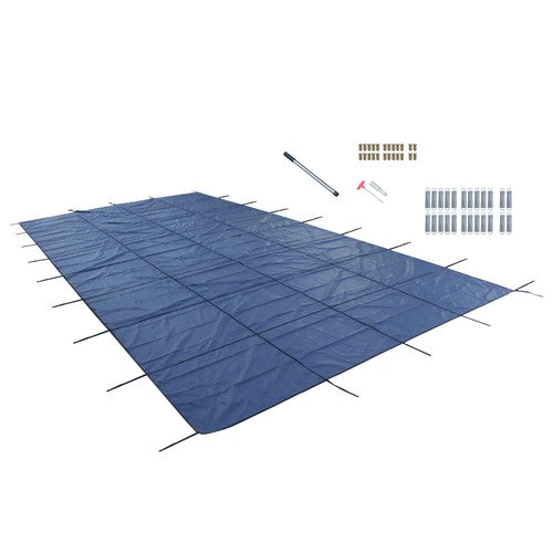 Solid Spare 18x34 ft Pool Safety Cover Rectangular Inground Swimming Pool Cover For 16x32 ft