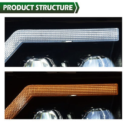 Solid Spare Fit For 07-2013 GMC Sierra 1500 2500HD LED DRL Tube Projector Smoked Headlights