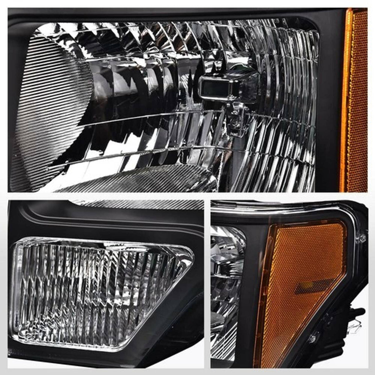 Solid Spare Clear Lens Black Housing Headlights+Tail Lights Fit For 09-14 Ford F150 Pickup