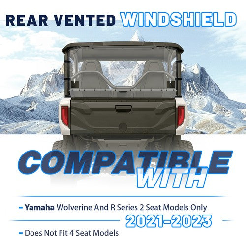 Solid Spare Rear Windshield/Vented Window For 21-2024 2022 23 Yamaha Wolverine RMAX2 X2 1000