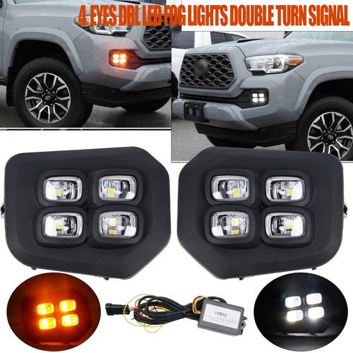 FOR 2016-2023 Toyota Tacoma SR SR5 Fog lights 4-Eyes DRL LED Double Turn Signal