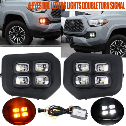 FOR 2016-2023 Toyota Tacoma SR SR5 Fog lights 4-Eyes DRL LED Double Turn Signal