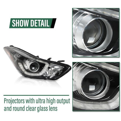 Solid Spare Fit For 14-16 Hyundai Elantra LED Projector Headlight Limited Right Passenger
