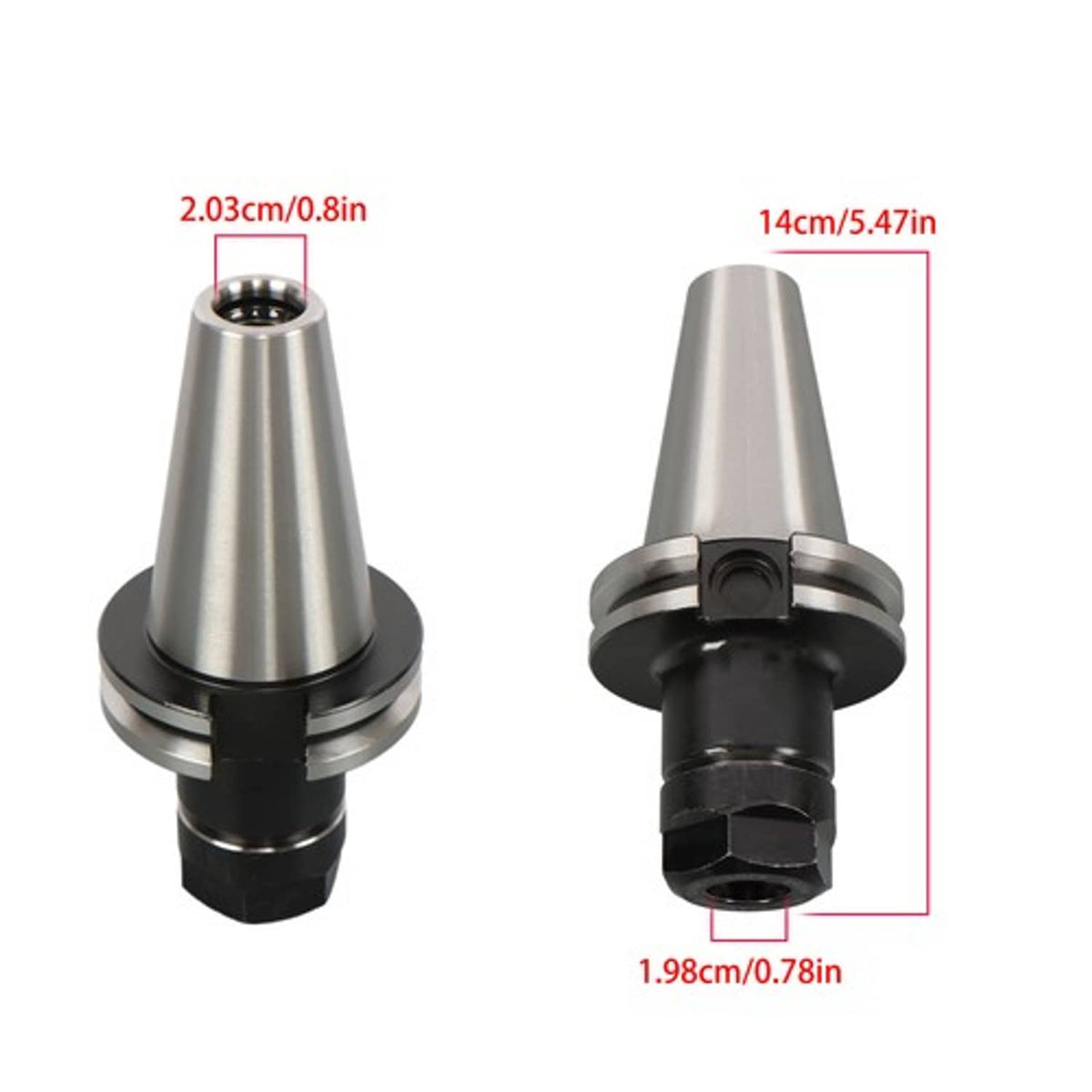 Solid Spare Collet Chucks Projection Length 2.76'' For CNC Milling 6Pcs CAT40-ER20 V-Flange