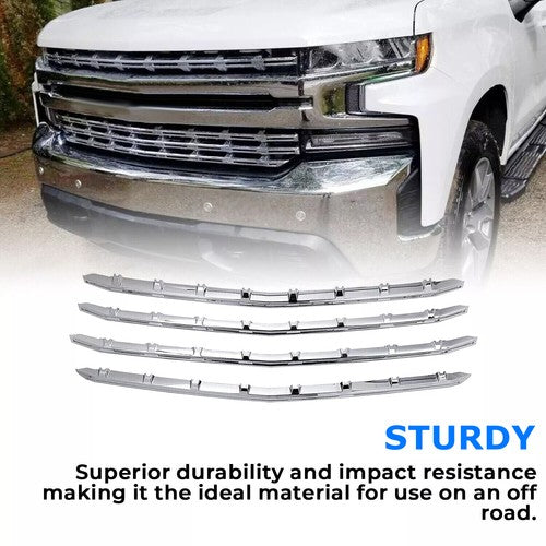 Solid Spare Snap-On Chrome Grille Trim Molding Covers For 19-21 Chevy Silverado 1500 LT RST