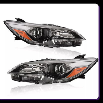 For 2015-2017 Toyota Camry LE SE Left+Right Halogen Headlamp Black Headlight Set