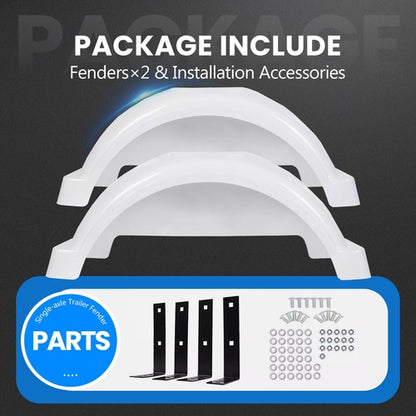 Solid Spare Set Of 2 Single Axle Trailer Fenders 13" Wheels Tires Top Step Skirt Boat