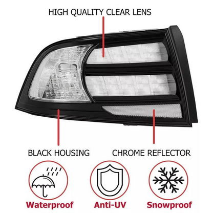 Solid Spare Rear Tail Light For 2004-2008 Acura TL Black Housing Clear Lens Halogen LH RH