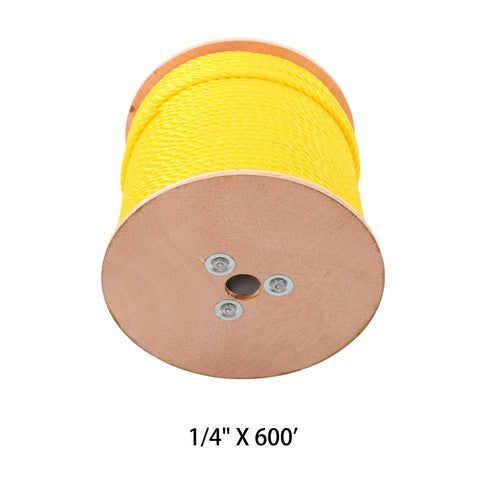 Solid Spare 1/4" x 600' Yellow Twisted Polypropylene Rope Heavy Duty Poly Ropes For Outdoor