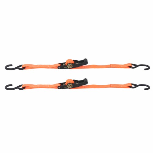 Solid Spare 2 Pack Ratchet Strap Polyester Orange Fracture Strength 2400lbs 1in*4ft S Hooks
