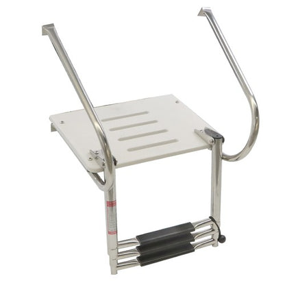Solid Spare 3-step stainless steel ship ladder with platform Marine with Telescoping US