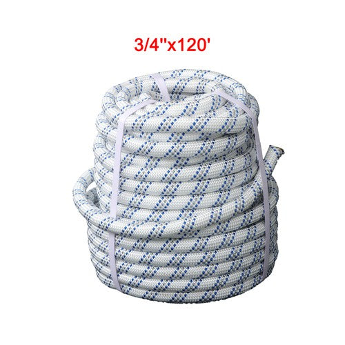 Solid Spare 1/2"&3/4" x120' Double Braided Polyester Rope 3200 Lbs Breaking Strength Rigging