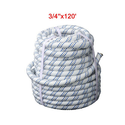 Solid Spare 1/2"&3/4" x120' Double Braided Polyester Rope 3200 Lbs Breaking Strength Rigging