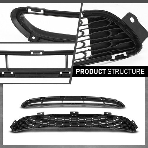 Solid Spare Fit For 2014-2015 Kia Sorento Front Center+Lower Bumper Grille Grill Black