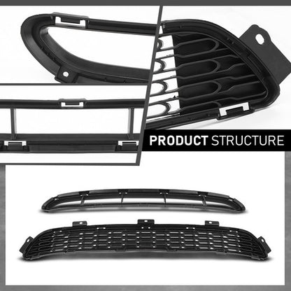 Solid Spare Fit For 2014-2015 Kia Sorento Front Center+Lower Bumper Grille Grill Black