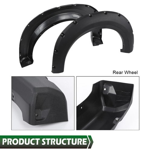 Solid Spare Wheel Fender Flares Fit For 2009-2014 Ford F150 F-150 Pocket Rivet Style Bolt on