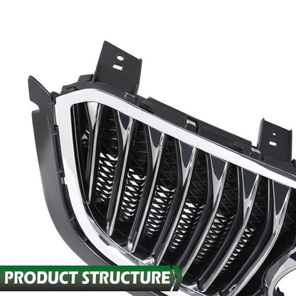 Solid Spare Fit For 2016-2018 Buick Envision Black Front Bumper Upper Grille w/ Chrome Trim