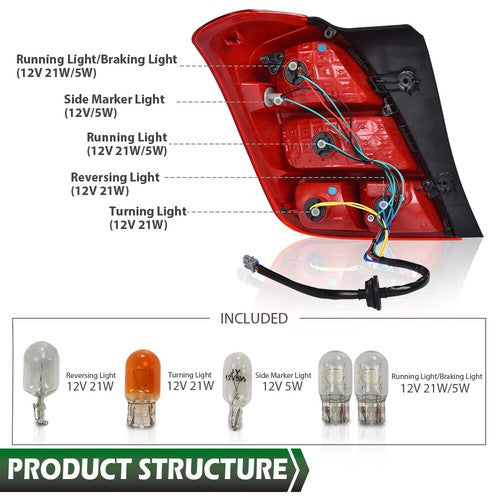 Solid Spare Tail Light Brake Lamp w/ Bulbs Fit For 2013-2019 Chevy Trax Halogen Right Side