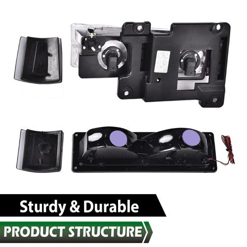 Solid Spare Clear Black LED Tube Headlights Fit For 94-00 Chevy GMC C/K Suburban Blazer