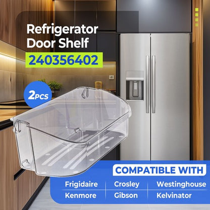 Solid Spare 2 Pack Refrigerator Top Door Bin Shelf For Frigidaire 240356402 AP2549958
