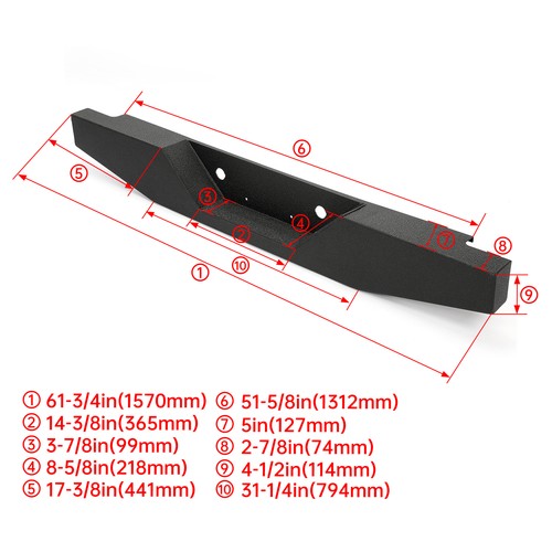 Solid Spare For 1993-2011 Ford Ranger Pickup Rear Step Bumper Powder Coated Heavy-Duty Steel