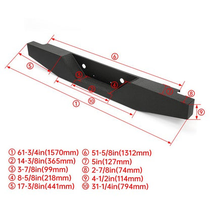 Solid Spare For 1993-2011 Ford Ranger Pickup Rear Step Bumper Powder Coated Heavy-Duty Steel
