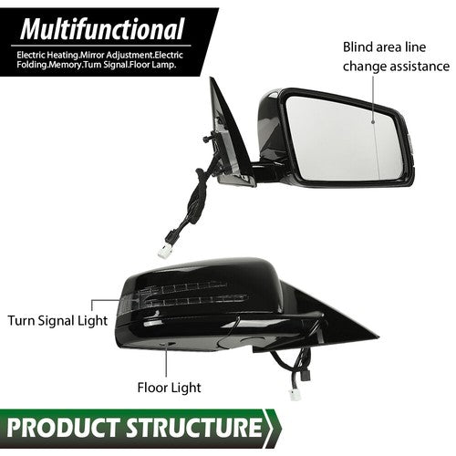 Solid Spare Black Right Passenger Side Mirror Fit For 10-17 Mercedes Coupe E350 E400 E550
