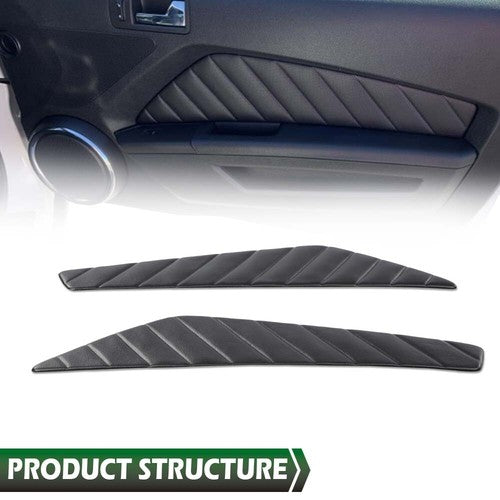 Solid Spare Fit For 2010 2011 2012 2013 2014 Ford Mustang Door Panel Insert Pleated Black