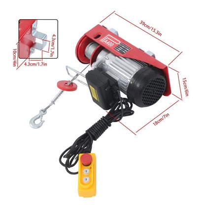 Solid Spare Mini Electric Hoist PA400 880lbs 14ft/4.2m Wired Remote Control Ring Axle Belt