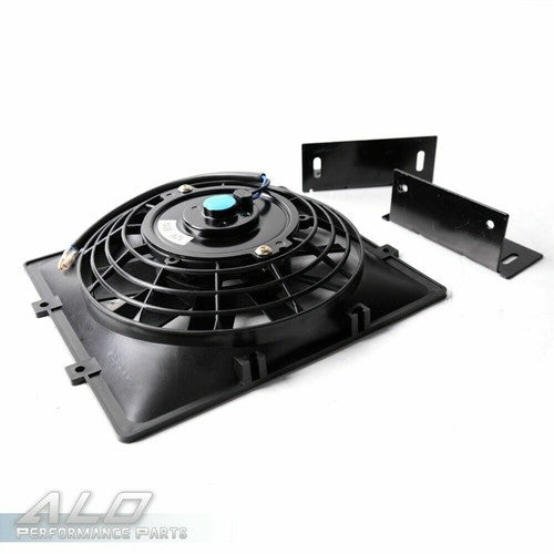 Solid Spare Universal 30 Row 10AN Engine Transmission Oil Cooler+7" Fixed Fan Kit