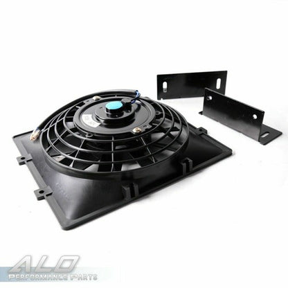 Solid Spare Universal 30 Row 10AN Engine Transmission Oil Cooler+7" Fixed Fan Kit