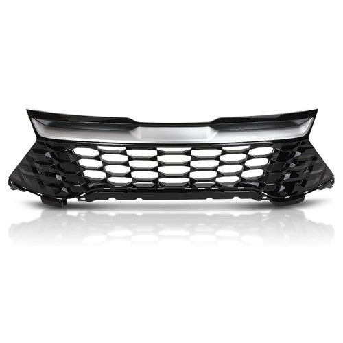 Solid Spare Front Bumper Upper Grille Grill Black & Chrome Fit For 2023 2024 Kia Sportage