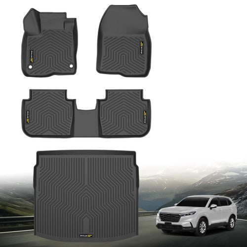 Solid Spare Fit For 2023-2024 Honda CR-V 3D Molded TPE Floor Mats Front+Rear+Cargo Liner