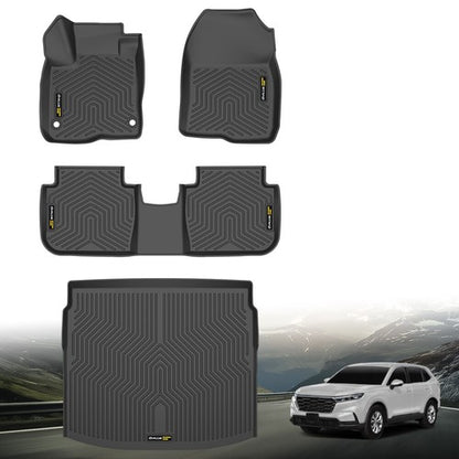 Solid Spare Fit For 2023-2024 Honda CR-V 3D Molded TPE Floor Mats Front+Rear+Cargo Liner