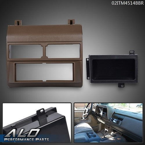 Solid Spare Fit For 88-94 Chevy GMC Trucks Pocket Radio Dash Bezel Trim Mount Kit Brown