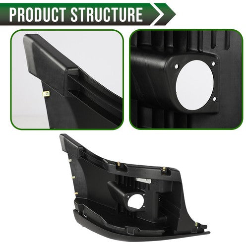 Solid Spare Fit For 08-17 Freightliner Bumper Right Reinforcement & Cover W/ Fog Hole