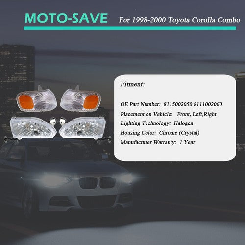 Solid Spare Pair Corner Parking Signal Lights Headlights Combo For Toyota Corolla 1998-2000
