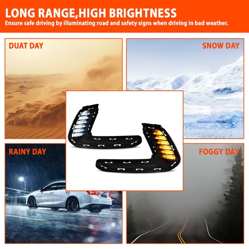 For 2016-2018 Hyundai Elantra LED DRL Turn Signal Night Driving Fog Lights Pair