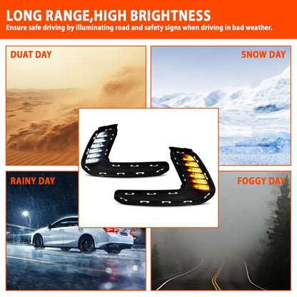 For 2016-2018 Hyundai Elantra LED DRL Turn Signal Night Driving Fog Lights Pair