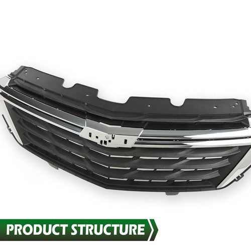 Solid Spare Front Bumper Upper Grille Grill Black Chrome Fit For 2022-2023 Chevrolet Equinox