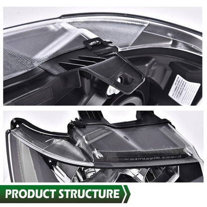 Solid Spare Clear Corner Black Headlights Fit For 2007-2014 Chevy Avalanche Tahoe Suburban