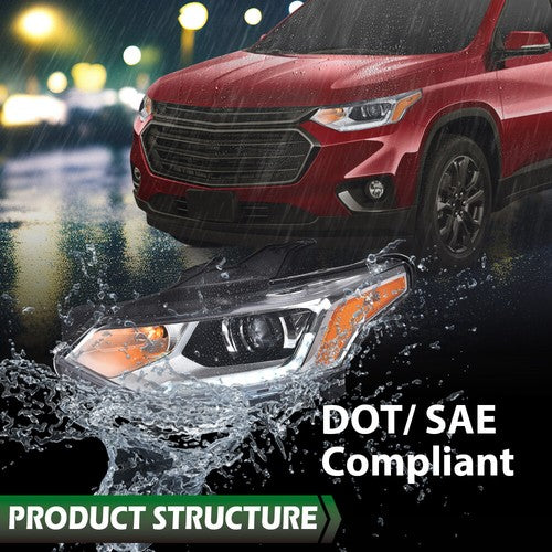 Solid Spare Fit For 2018-2021 Chevy Traverse HID Headlight w/ LED DRL Driver Left Side LH