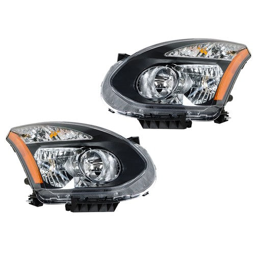 Solid Spare Right+Left Side Headlights For Nissan Rogue 2008-2013 Halogen Projector Black