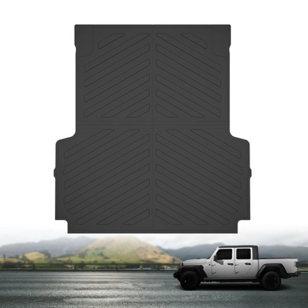 Solid Spare Fit For 2020-2024 Jeep Gladiator JT 5FT All Weather TPE Truck Bed Mat Protection