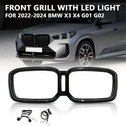 For BMW 2022-2024 X3 X4 G01 G02 Front Bumper Kidney DRL Grill Grille With LED