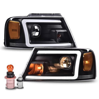 Solid Spare Projector LED DRL Headlights Assembly For 2004-2008 Ford F150 F-150 Headlamps