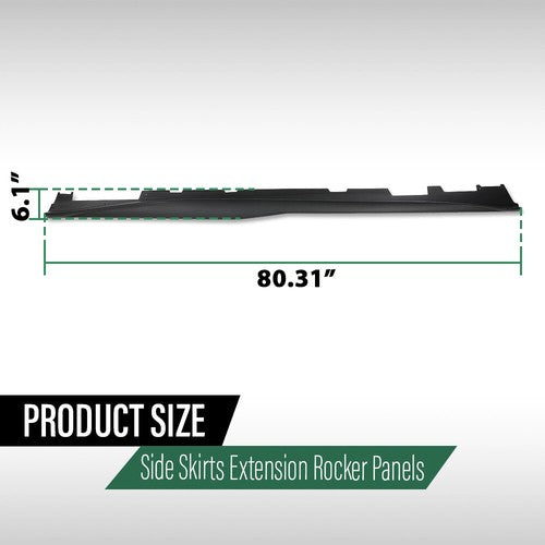Solid Spare ZL1 Style Side Skirts Extension Rocker Panels For 16-23 Chevy Camaro RS SS LT LS
