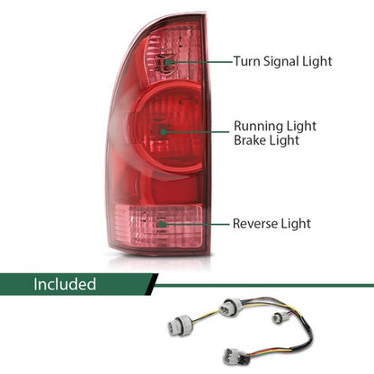 Solid Spare Tail Lights w/ Bulbs Fit For 2005-2015 Toyota Tacoma Rear Brake Lamps Left+Right
