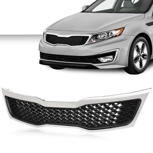 Solid Spare Fit For 2011-2013 Kia Optima Front Bumper Lower Grille Grill w/ Chrome Trim